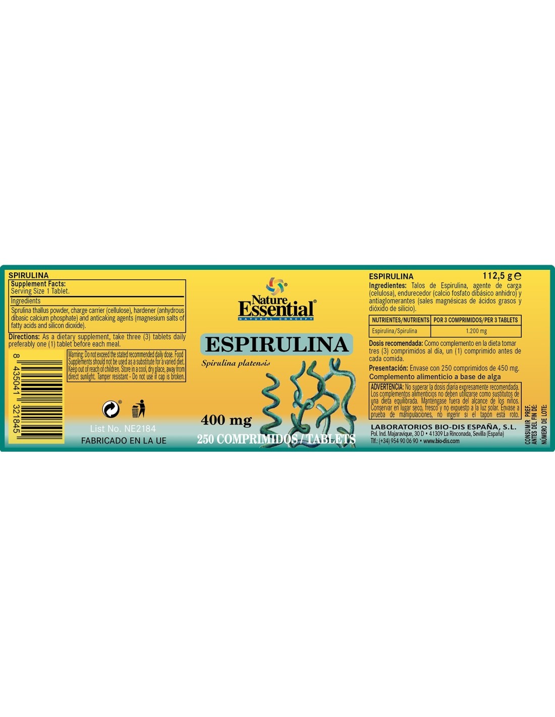Comprimidos ESPIRULINA 400 mg