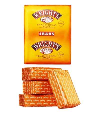 SABÃO ORIGINAL WRIGHTS BATH SOAP - PACK 4 SABÕES - WRIGHT'S TRADITIONAL SOAP ORIGINAL - 4 X 125 GR