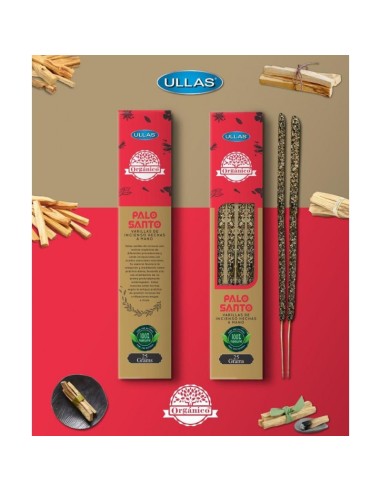 INCENSO DE PALO SANTO ORGÂNICO 100% NATURAL - VARINHAS DE INCENSO - ULLAS - 25 GRAMAS