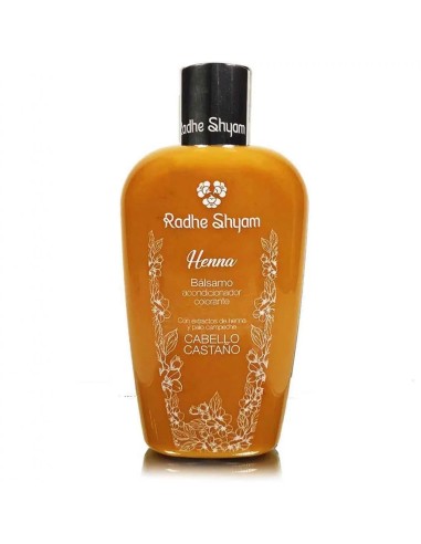 BÁLSAMO DE HENNA CASTANHO - BÁLSAMO DE CONDICIONADOR DE COR - RADHE SHYAM - 250 ML