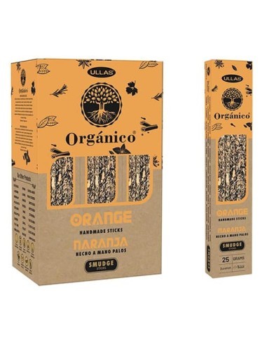 INCENSO DE LARANJA ORGÂNICO 100% NATURAL - VARAS DE INCENSO - ULLAS - 25GR