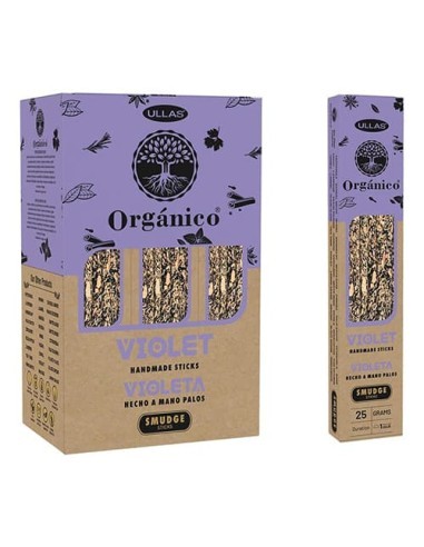 INCENSO VIOLETA ORGÂNICO 100% NATURAL - VARAS DE INCENSO - ULLAS - 25GR