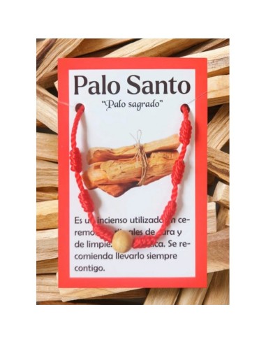 PULSEIRA VERMELHA DOS 7 NÓS COM 1 BOLA DE PALO SANTO