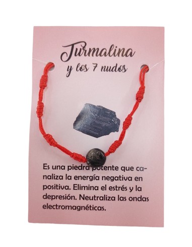 PULSERA ROJA DE LOS 7 NUDOS CON TURMALINA