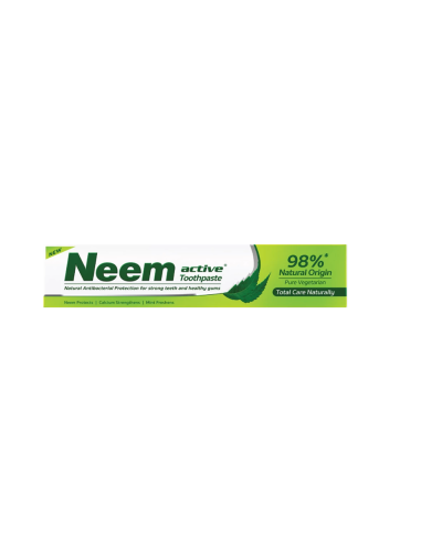 PASTA DE DENTES DE NEEM ATIVA - 98% PURA VEGETARIANA DE ORIGEM NATURAL - NEEM TOOTHPASTE - 100GR