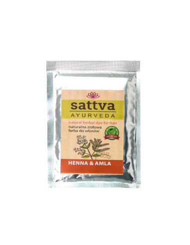 HENNA COR HENNA Y AMLA - SATTVA AYURVEDA - TINTURA DE CABELO DE ERVAS NATURAIS - 10GR