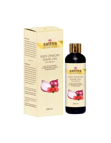 ACEITE CAPILAR DE CEBOLLA ROJA CON HIBISCO (OIL HAIR RED ONION WITH HIBISCUS) - SATTVA AYURVEDA - 200ML