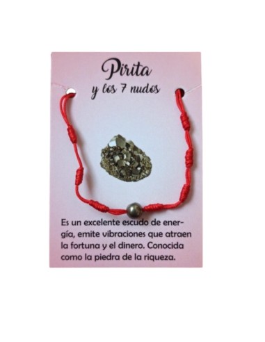 PULSERA ROJA DE LOS 7 NUDOS CON PIRITA