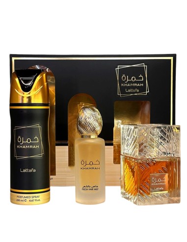 PACK PERFUME KHAMRAH + PERFUME CAPILAR + DESODORANTE - UNISEX - LATTAFA ORIGINAL